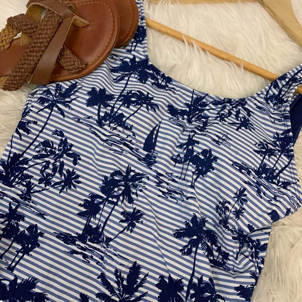 Vineyard Vines Blue and White One Piece Swimsuit